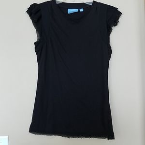 Black ruffle sleeve t-shirt